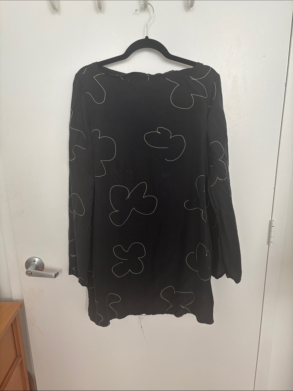 Madewell Black Long Sleeve Abstract Floral Tunic Dress